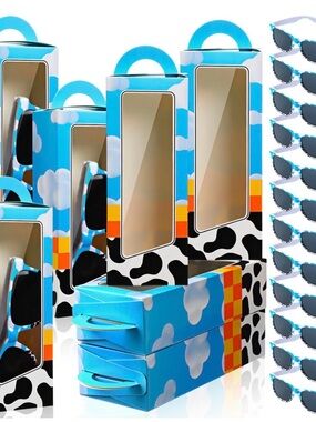 9 sets blue sky white cloud animal print party favor sunglasses with gift boxes